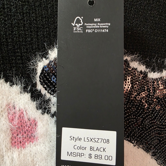 Karl Lagerfeld Black Sweater with Cat Design - Picture 6 of 14